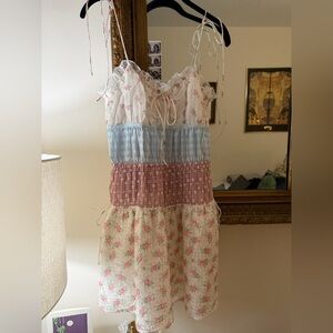 For Love And Lemons Pink and Blue Floral Dress